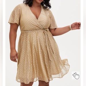 Torrid Metallic Dot Mesh Wrap Dress